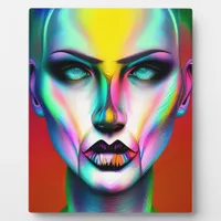 Cool and Creepy Colorful Androgynous Robot  Plaque