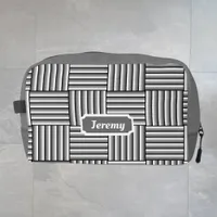 Modern stripes in black, white and gray - custom   dopp kit