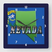 Nevada Map, Picture Text and Flag Clock