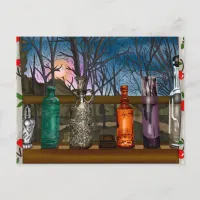 Reflection | Colorful Glass Vases in Window Sill   Postcard