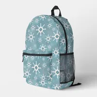 Southwest Winter Blue & White Geometric Snowflake  Printed Backpack