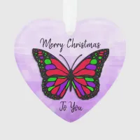 Merry Christmas Holiday Butterfly Holiday Keepsake Ornament