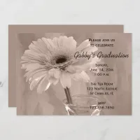 Pale Pink Tinted Daisy Graduation Party Invitation