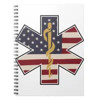 Emergency Medical Worker Tribute Usa Flag -EMS EMT Notebook