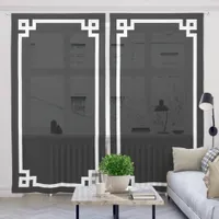 Black and White Greek Key Border Sheer Curtains