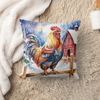 Cute Festive Chicken Christmas  Throw Pillow