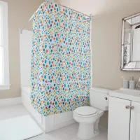 Ocean beach with starfish, shells and pebbles shower curtain