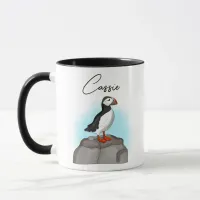 Personalized Puffin on a Rock Mug