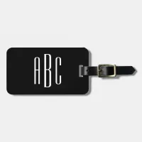 Modern Black and White Three Letter Monogram Luggage Tag