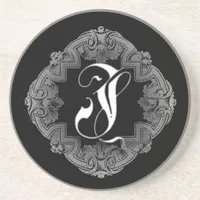 Elegant Goth Initial J Sandstone Coaster