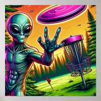 Alien Disc Golf Pin Basket Poster