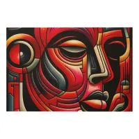 Red & black Abstract Face | Wood Wall Art