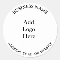 Add your Business Logo, Name and Website or Email Classic Round Sticker