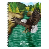 Eagle Flying Over River and Mountains Personalized Notebook