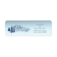 Mountain Landscape Wedding Blue ID787 Label