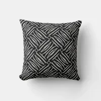 Black and White Tribal Stripes Throw Pillow