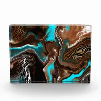 Brown and Blue Marble Fluid Art     Photo Block