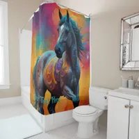 Cosmic Psychedelic Horse: Surreal Journey  Shower Curtain