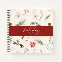 Boho Christmas Planner Poinsettia Greenery Notebook