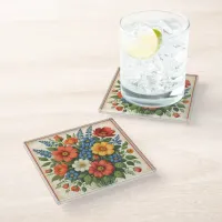 Vintage Flower Bouquet | Glass Coaster