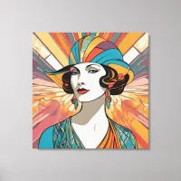 Art Deco Inspired AI Artwork Portrait Stylish Lady Canvas Print