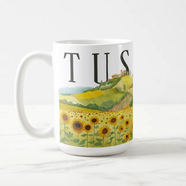 Cute Watercolor Illustration of Tuscany Italy Coffee Mug