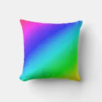 Diagonal Rainbow Gradient Blue to Green Throw Pillow