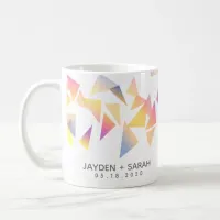 Pastel Triangle Confetti on White Wedding Coffee Mug
