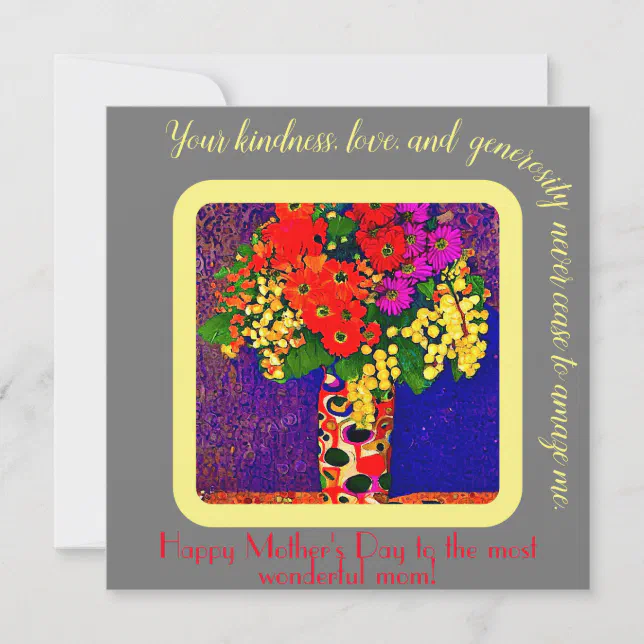 Bunch of flowers in a vase - happy mother’s day card
