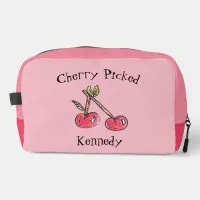 Cherry Funny Cute Modern Summer Pink Watercolor Dopp Kit