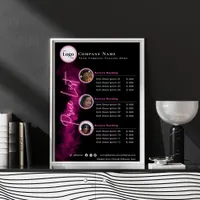 Modern black and neon Pink Script Photo Price List Poster