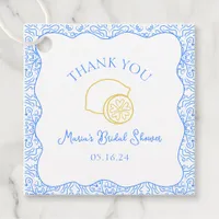 Thank You Lemon Blue Tiles Custom Bridal Shower Favor Tags