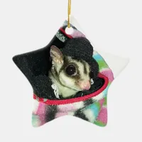 Sugar Glider Wearing a Hat Ceramic Ornament