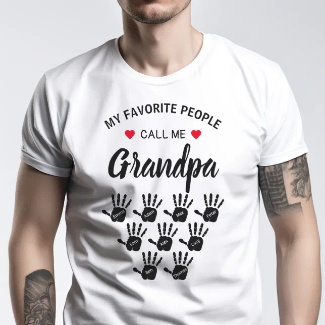 For Grandpa with Grandkids Names Personalized T-Shirt