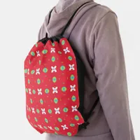 Christmas Holiday Charm Pattern 02 -  Drawstring Bag