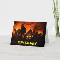 Happy Halloween Black Cat, Bat Haunted House, ZSSG Card