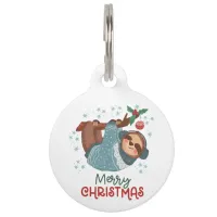 Lazy Sloth Christmas Personalized  Pet ID Tag