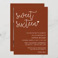 Rustic Terracotta Script Sweet 16 Birthday Photo I Invitation