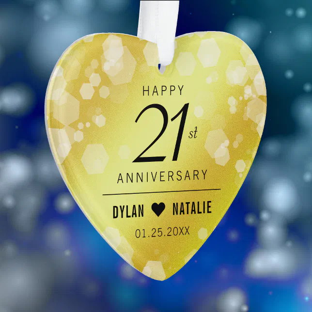 Elegant 21st Brass Wedding Anniversary Celebration Ornament