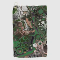 Black, Brown, White and Green Fluid Art  Golf Towel