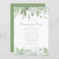 Rustic Watercolor Greenery Floral Engagement Party Invitation