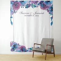 Elegant Purple Floral Wedding Photo Booth Backdrop