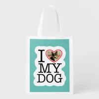 I Love My Dog Personalized  Grocery Bag
