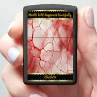 Stunning red and white marble patterns zippo lighter