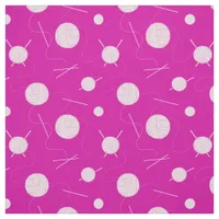 Pink White Knitting Lover's Patterned Fabric