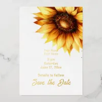 Country asunflower Wedding  Foil Invitation