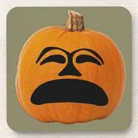 Jack o' Lantern Unhappy Face, Halloween Pumpkin Beverage Coaster