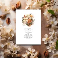 Beige to Chestnut Floral Fall Wedding Invitation