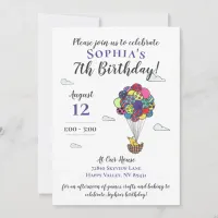 Cute Hot Air Balloon Bird Nest Birthday Invitation