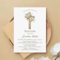 Watercolor White Lily Floral Baptism Invitation